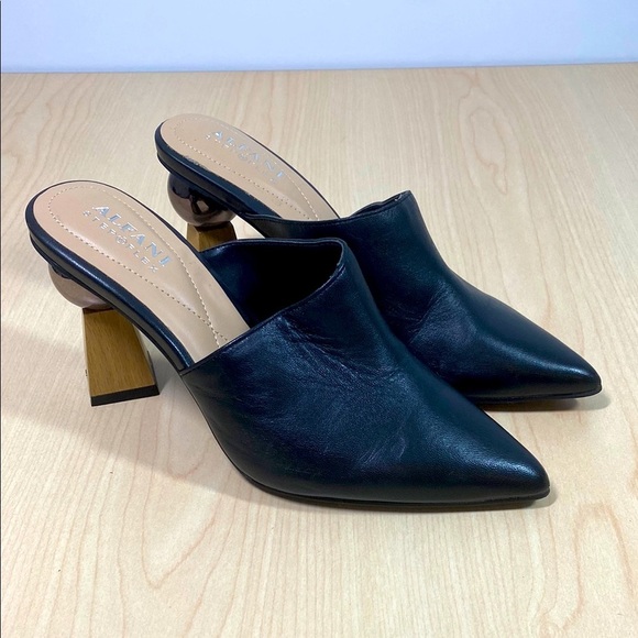 Alfani Junnee Black Leather Heeled Mule Size 6.5 - Picture 1 of 8